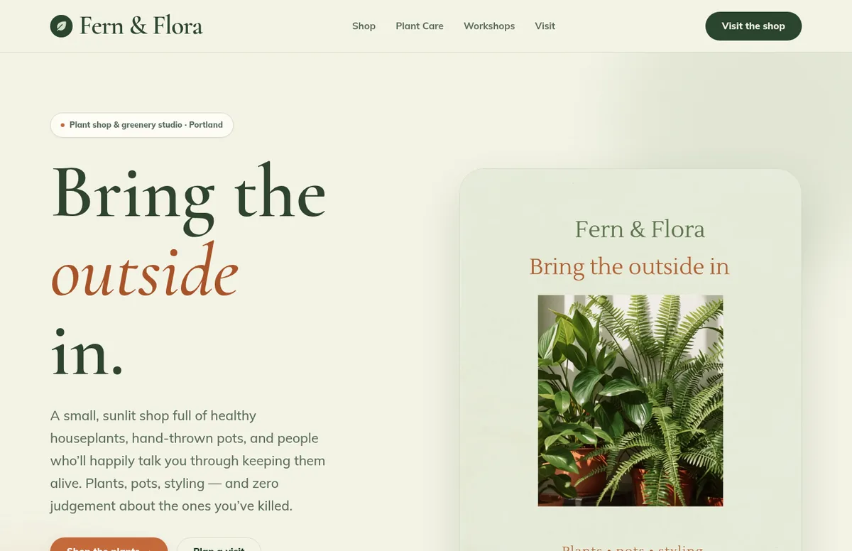 Fern & Flora website preview