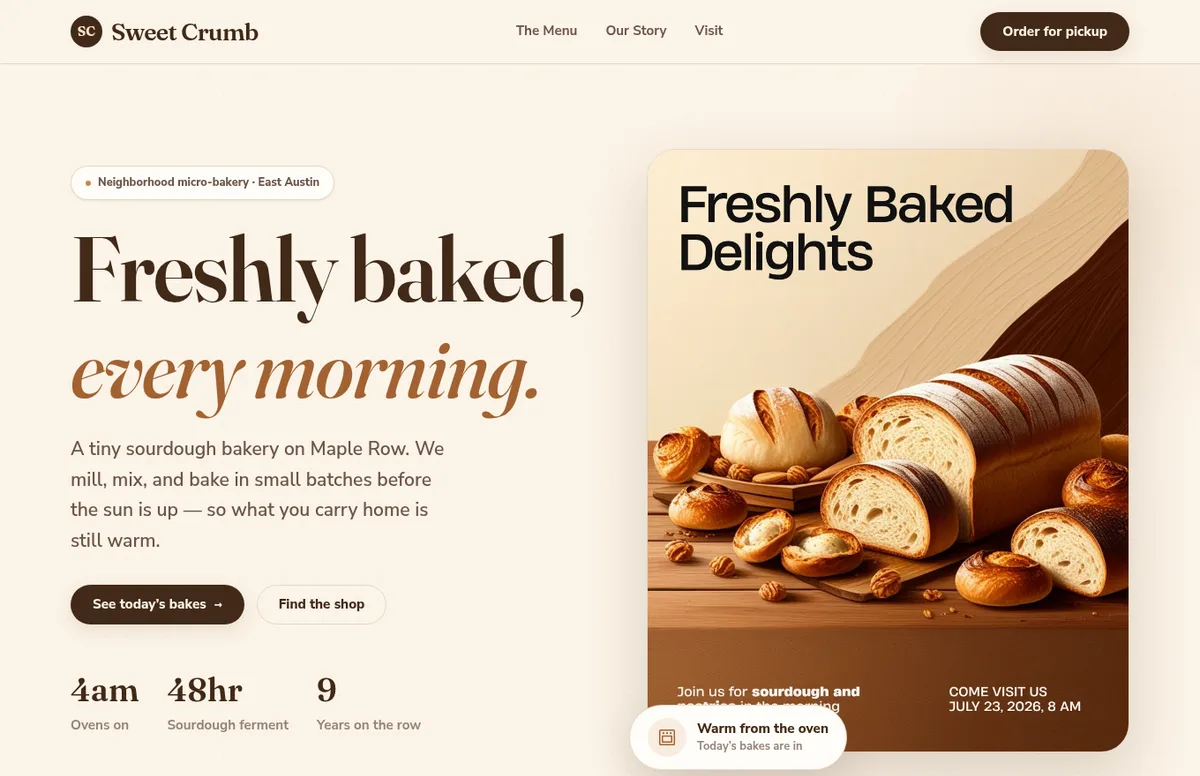 Sweet Crumb website preview